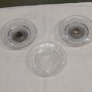 3 pc set vintage KIG Malaysia Fleur De Lis pattern 5 3/4"  D. dish